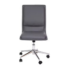 Silla de oficina moderna de piel sintética tapizada Emma y Oliver de respaldo medio con base de 5 radios y ajuste neumático de altura del asiento