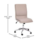 Silla de oficina moderna de piel sintética tapizada Emma y Oliver de respaldo medio con base de 5 radios y ajuste neumático de altura del asiento