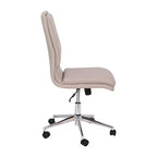 Silla de oficina moderna de piel sintética tapizada Emma y Oliver de respaldo medio con base de 5 radios y ajuste neumático de altura del asiento