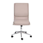 Silla de oficina moderna de piel sintética tapizada Emma y Oliver de respaldo medio con base de 5 radios y ajuste neumático de altura del asiento