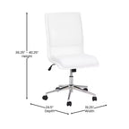 Silla de oficina moderna de piel sintética tapizada Emma y Oliver de respaldo medio con base de 5 radios y ajuste neumático de altura del asiento