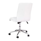 Silla de oficina moderna de piel sintética tapizada Emma y Oliver de respaldo medio con base de 5 radios y ajuste neumático de altura del asiento