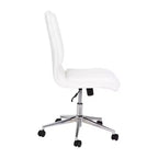Silla de oficina moderna de piel sintética tapizada Emma y Oliver de respaldo medio con base de 5 radios y ajuste neumático de altura del asiento
