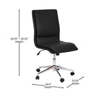 Silla de oficina moderna de piel sintética tapizada Emma y Oliver de respaldo medio con base de 5 radios y ajuste neumático de altura del asiento