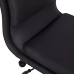 Silla de oficina moderna de piel sintética tapizada Emma y Oliver de respaldo medio con base de 5 radios y ajuste neumático de altura del asiento