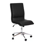 Silla de oficina moderna de piel sintética tapizada Emma y Oliver de respaldo medio con base de 5 radios y ajuste neumático de altura del asiento
