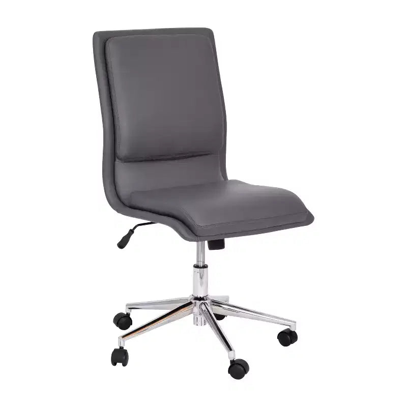 Emma and Oliver Modern Faux Leather Upholstered Mid-Back Home Office Chair with 5 Star Base and Pneumatic Seat Height Adjustment
