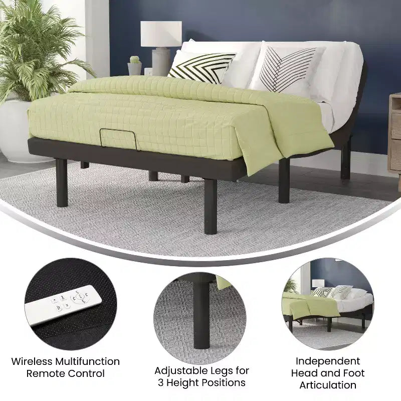 Base de cama ajustable personalizada Emma y Oliver con inclinación motorizada dual de cabecera y pie y montaje rápido y sencillo