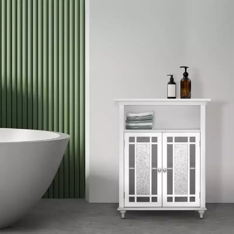 Armario de almacenamiento de suelo Teamson Home Windsor de 26.5 x 34 con 2 puertas, color blanco