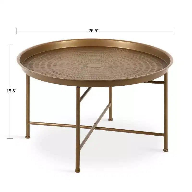 Mesa de centro redonda de metal Kate y Laurel Mahdavi, 25.5x25.5x15.5, oro