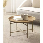 Mesa de centro redonda de metal Kate y Laurel Mahdavi, 25.5x25.5x15.5, oro