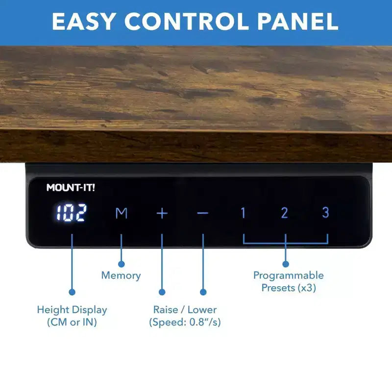 Mount-It! Escritorio eléctrico de altura regulable con tablero - Negro/Roble