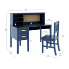 Escritorio y silla para niños Guidecraft Taiga con vitrina - Escritorio de computadora de madera para niños con cajones de almacenamiento y estantes | Mesa de estudio para niños para dormitorio