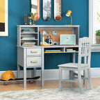 Guidecraft Taiga Kids Desk and Chair Set with Hutch - Kids Wooden Computer Desk with Storage Drawers and Shelves | Kids Study Table for Bedroom
