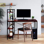 Costway Escritorio Compacto para Computadora de 47.5'' con Estanterías de Almacenamiento de 4 Niveles para Oficina en Casa
