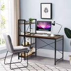 Costway Escritorio Compacto para Computadora de 47.5'' con Estanterías de Almacenamiento de 4 Niveles para Oficina en Casa
