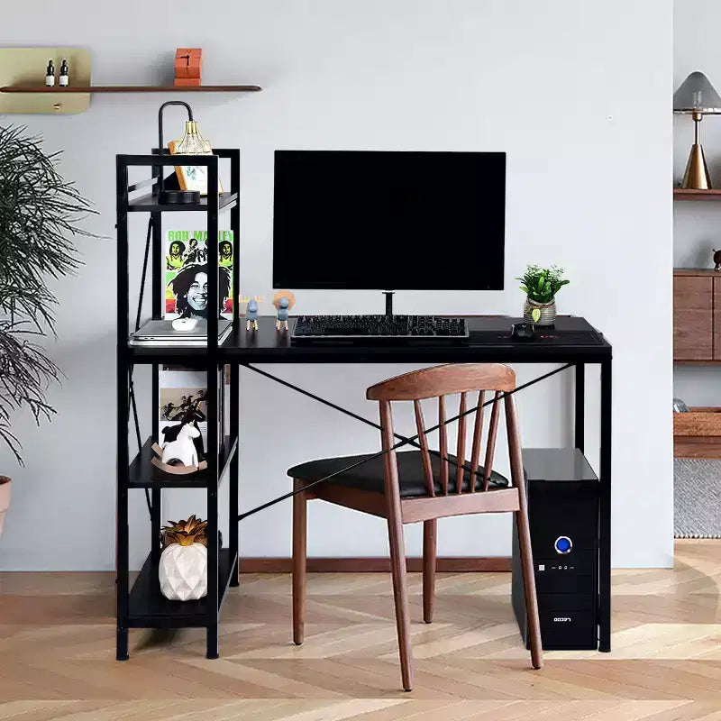 Costway Escritorio Compacto para Computadora de 47.5'' con Estanterías de Almacenamiento de 4 Niveles para Oficina en Casa