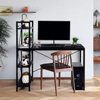 Costway Escritorio Compacto para Computadora de 47.5'' con Estanterías de Almacenamiento de 4 Niveles para Oficina en Casa