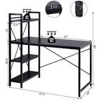 Costway Escritorio Compacto para Computadora de 47.5'' con Estanterías de Almacenamiento de 4 Niveles para Oficina en Casa
