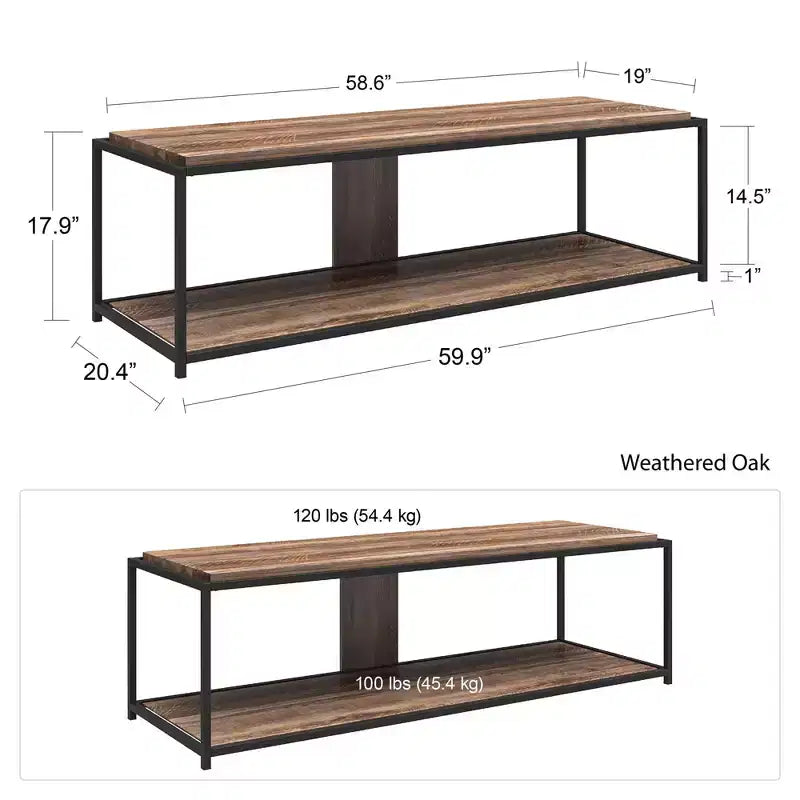 Mueble de TV Fayette de RealRooms para televisores de hasta 65", Roble envejecido