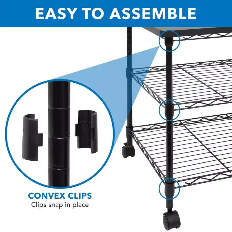 Soporte para impresora Mount-It! con ruedas, carro de impresora grande de 3 niveles con estantes de almacenamiento para impresoras 3D y láser, escáner, prensa de calor, capacidad de 200 libras.