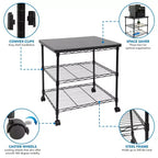 Soporte para impresora Mount-It! con ruedas, carro de impresora grande de 3 niveles con estantes de almacenamiento para impresoras 3D y láser, escáner, prensa de calor, capacidad de 200 libras.