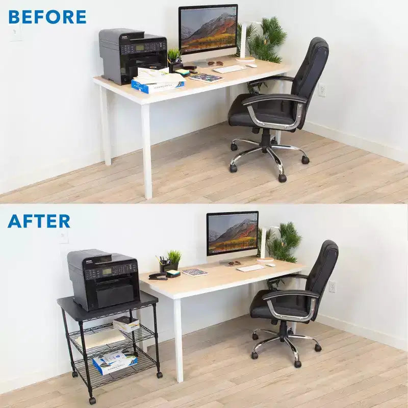 Soporte para impresora Mount-It! con ruedas, carro de impresora grande de 3 niveles con estantes de almacenamiento para impresoras 3D y láser, escáner, prensa de calor, capacidad de 200 libras.