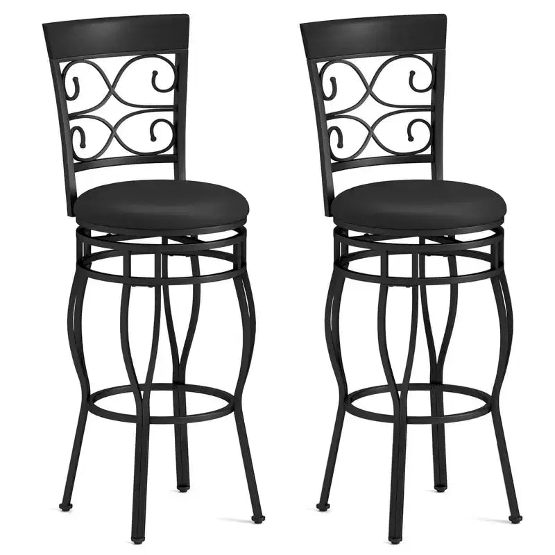 Costway Set of 2/4 Vintage Swivel Bar Stools 30'' Bistro Upholstered Dining Chairs Black