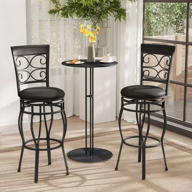 Costway Juego de 2/4 taburetes de bar giratorios vintage de 30'' Sillas de comedor tapizadas para bistró Negro