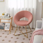 Costway Sillón de Terciopelo Moderno, Silla de Ocio Tapizada para Tocador con Patas Metálicas
