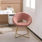 Costway Sillón de Terciopelo Moderno, Silla de Ocio Tapizada para Tocador con Patas Metálicas