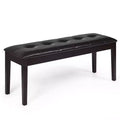 Costway Upholstered PU Dining Room Bench Solid Wood Button Tufted Dining Room Bench