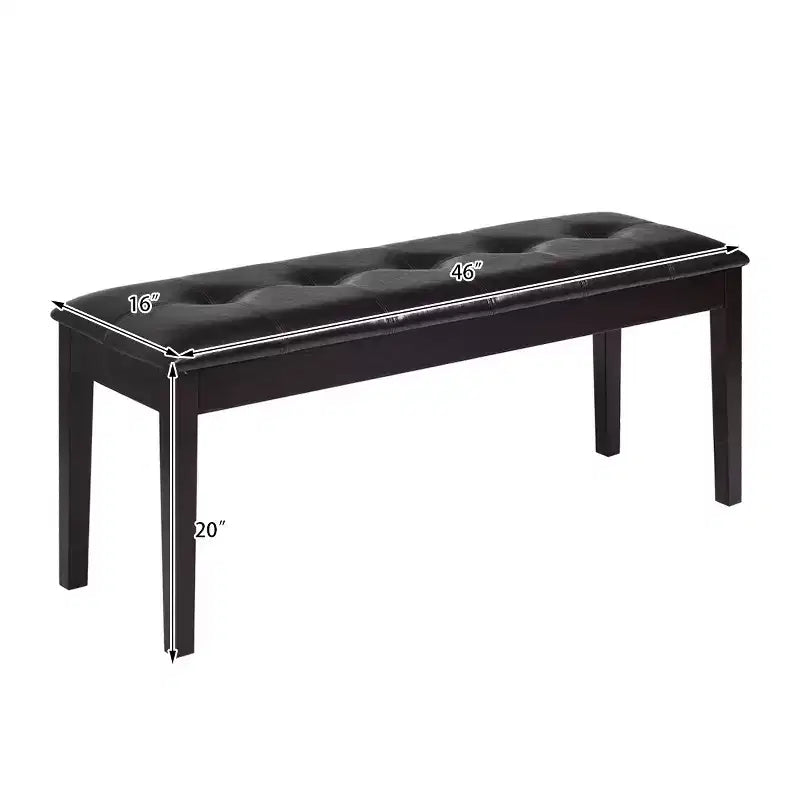 Banco de comedor tapizado de cuero sintético con botones, de madera maciza, de Costway