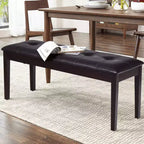 Banco de comedor tapizado de cuero sintético con botones, de madera maciza, de Costway