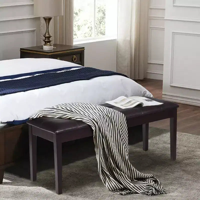 Banco de comedor tapizado de cuero sintético con botones, de madera maciza, de Costway