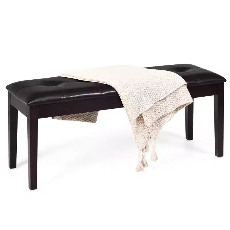 Banco de comedor tapizado de cuero sintético con botones, de madera maciza, de Costway