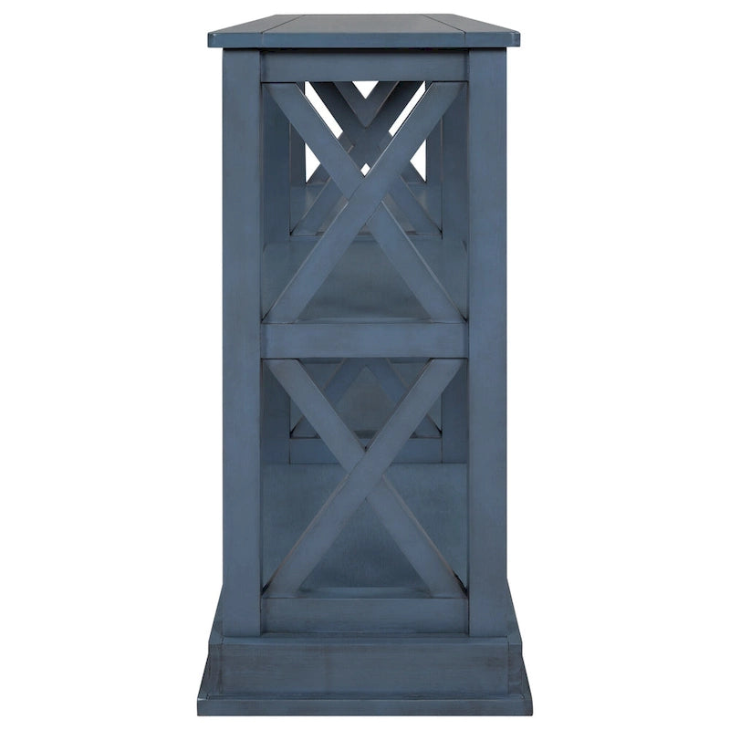 Mesa Consola Estrecha de 3 Niveles con Patas en Forma de X