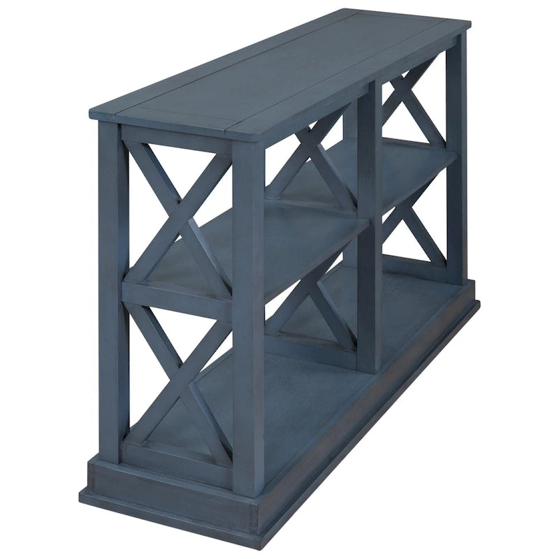 Mesa Consola Estrecha de 3 Niveles con Patas en Forma de X