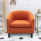 Sillón decorativo Barrel con tachuelas y patas de madera maciza