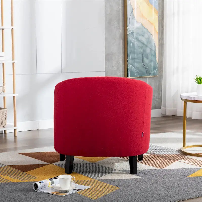 Sillón decorativo Barrel con tachuelas y patas de madera maciza