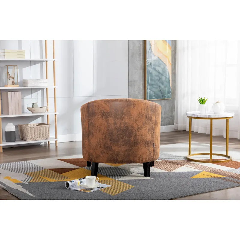 Sillón decorativo Barrel con tachuelas y patas de madera maciza