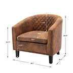 Sillón decorativo Barrel con tachuelas y patas de madera maciza