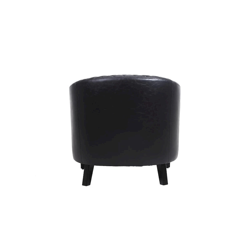 Sillón decorativo Barrel con tachuelas y patas de madera maciza