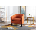 Sillón decorativo Barrel con tachuelas y patas de madera maciza
