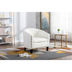 Sillón decorativo Barrel con tachuelas y patas de madera maciza