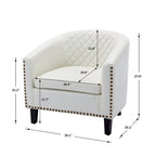Sillón decorativo Barrel con tachuelas y patas de madera maciza