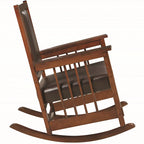 Mecedora estilo Misión con asiento de piel sintética