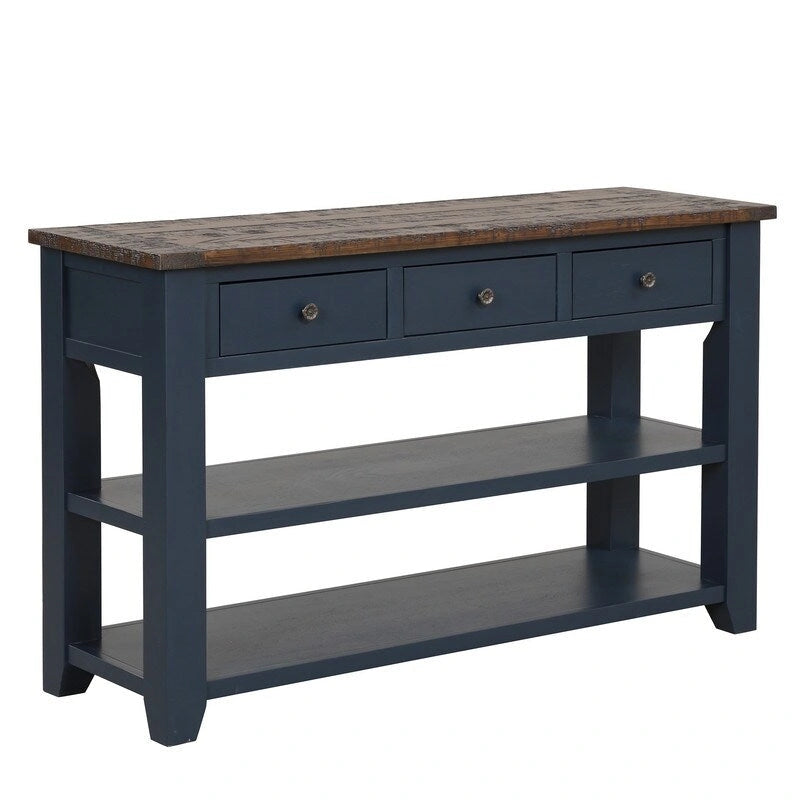 Mesa de consola con 3 cajones y 2 estantes abiertos