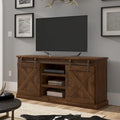 Mueble de TV rústico de madera maciza de 66 pulgadas con puertas corredizas de granero