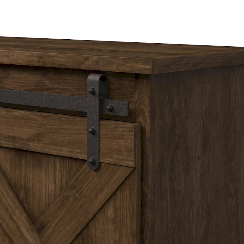 Mueble de TV rústico de madera maciza de 66 pulgadas con puertas corredizas de granero